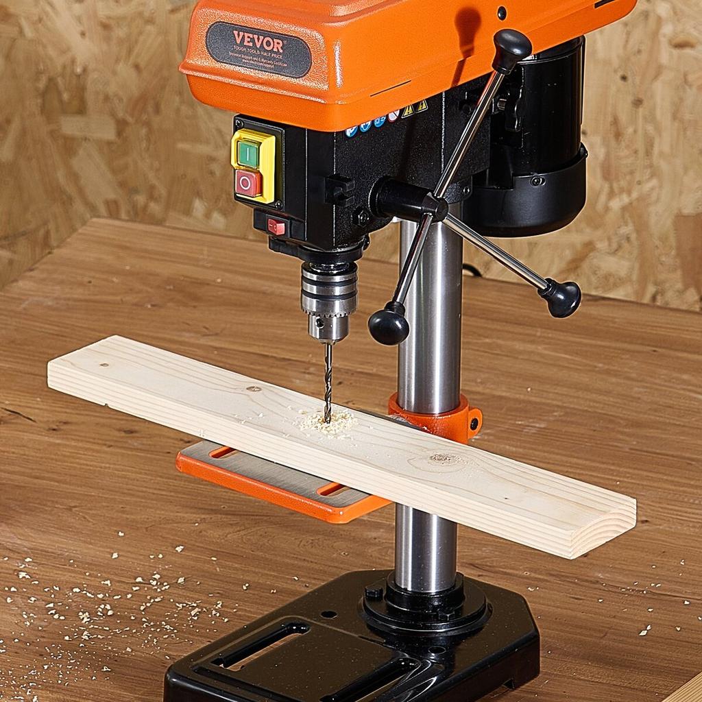 203.2mm Benchtop Drill Press, 500W Induction Motor, Tabletop Drilling Machine with 500 / 890 / 1400 / 1900 / 2500 RPM Adjustable Speed, 0-45° Tilting