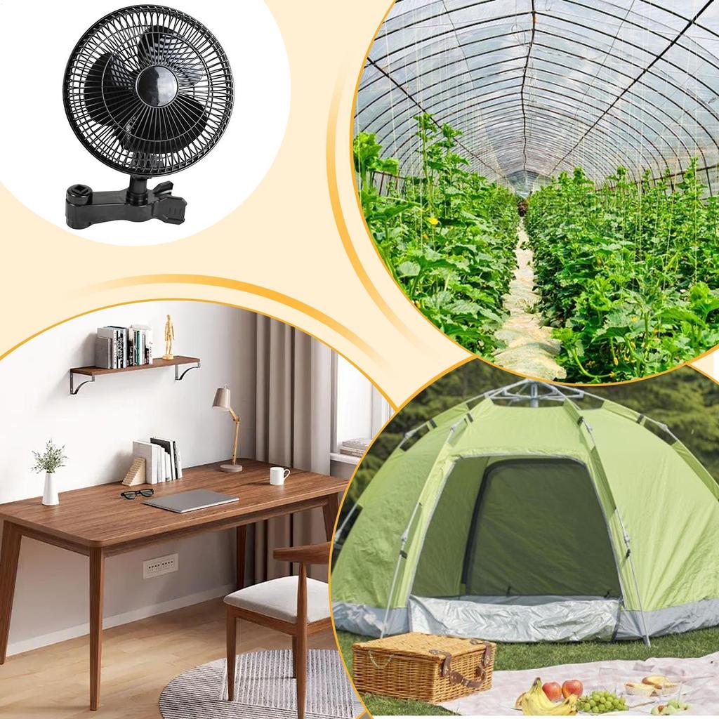 Plant Grower Fan With Clip-on Rotatable Quiet Clip Grow Fan With 2 Speed Airflow Tent Swivelling Growth Ventilator