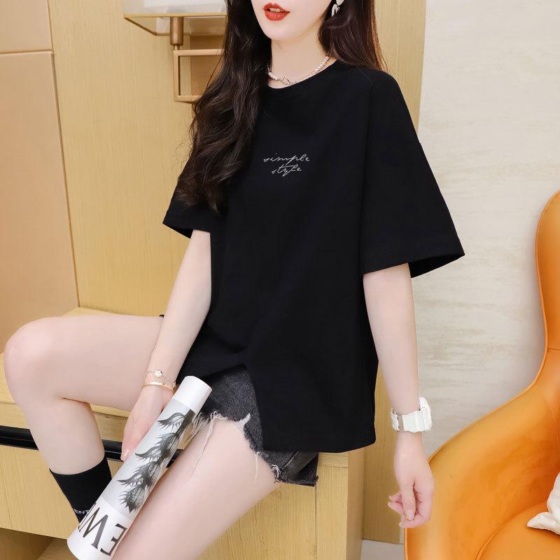 Women's Fashion Irregular Short Top Women's Summer Dress Loose Under The Swing Fork Design Sense Short-sleeved T-shirt Top