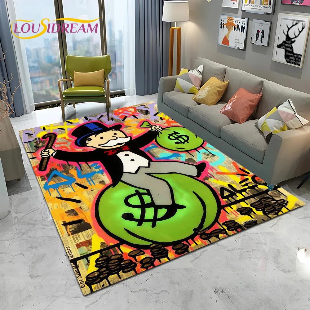 Retro Games Dollar Monopoly Cartoon Carpet Rug for Home Living Room Bedroom Sofa Doormat Decor,kids Area Rug Non-slip Floor Mat