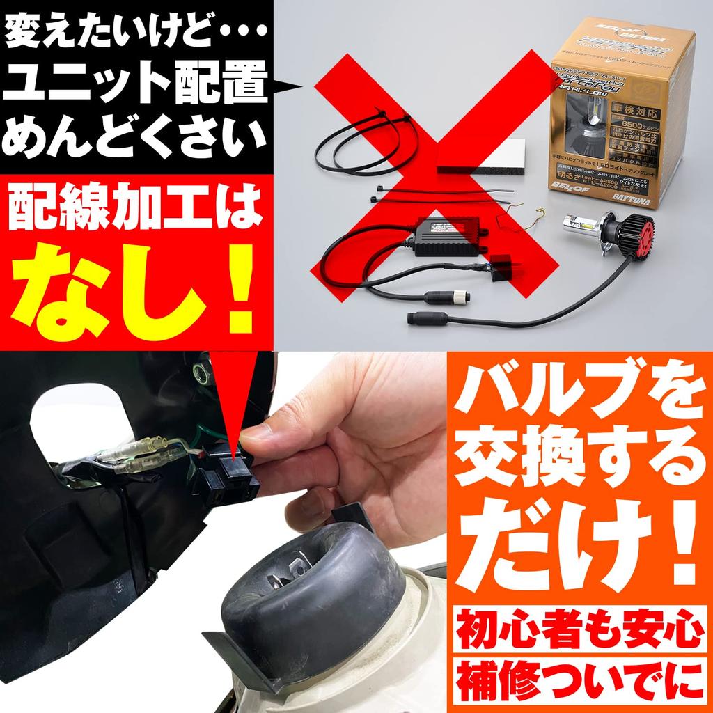 Daytona H4 LED Headlight for 2500 BELLOF Precious Ray Z2 6500K 97242 Motorcycles, Lumens, (White)