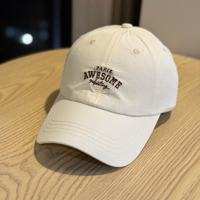 Three-Dimensional Letter Embroidery Baseball Cap Men'S And Women'S Quick-Drying Sun Protection Cap Dome Letter Printing Sunshade