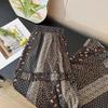 Women's Autumn 2025 Floral Patchwork Ruffle A-line High-Waisted Skirt