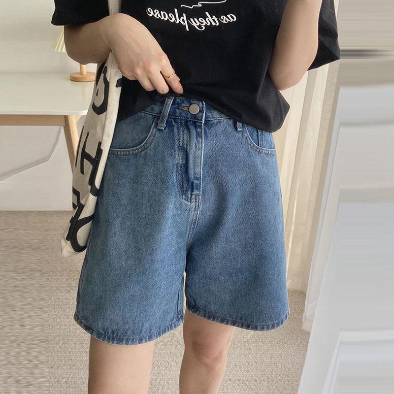 High-Waisted Korean-Style Women's Denim Shorts - Loose, Slimming, Mid-Length Wide-Leg Design for Summer