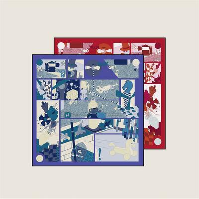 New Luxury Hand Rolled Twill Silk Scarf Women Double Side Printed Square Scarves Wraps Echarpes Foulards Femme Hijabs 53CM