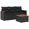 VidaXL Garden Lounge Set with Cushions 4 Pcs, Patio Sofas, Patio Furniture Set, Outdoor Furniture, Black 3258163