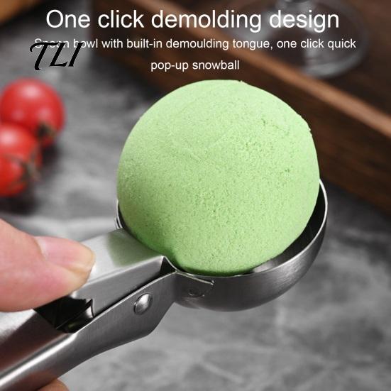 Professional Dessert Portioner Stainless Steel Ice Cream Scoop with Trigger, Easy Release Hard Effortless Food Portioning Tool Dough Scooper, Kitchen