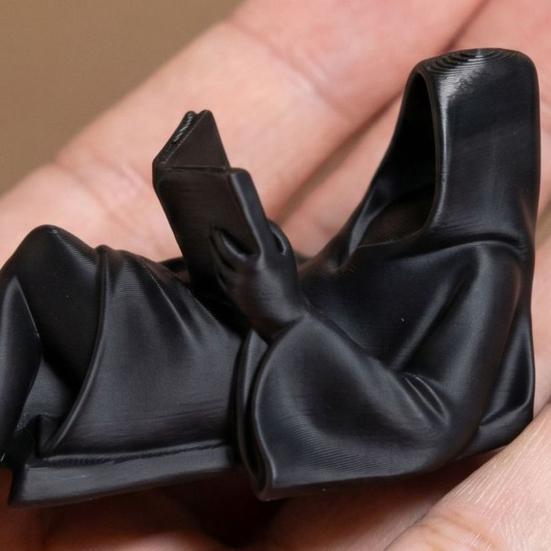 Gothic Fantasy Black Robe Reading Statue 3D Printed Mystery Lying Reading Sculpture for Halloween Shelf Desktop Decor