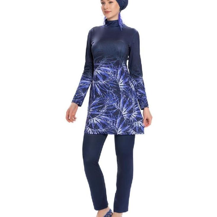 

New in gradient prints Modest muslim burkini 2 piece set Long sleeve tunic and full length leggings set - Muslim swimwear - UV protection beachwear - S бежевий