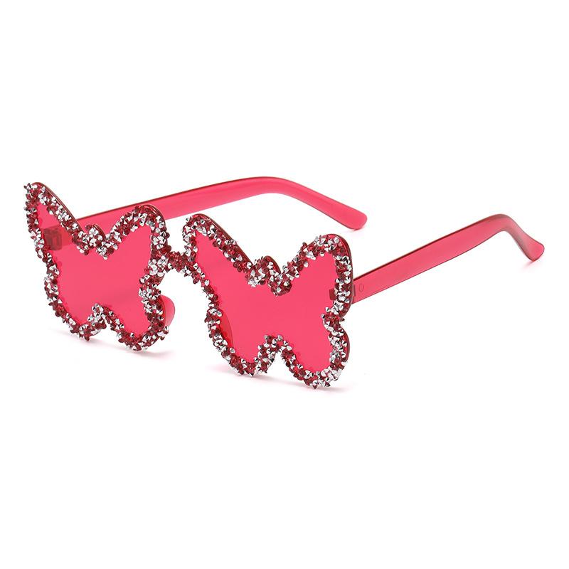 Man Woman Rhinestone Butterfly Shape One-Piece Sunglasses, Party Prom Runway Fashion Accessory Eyewear