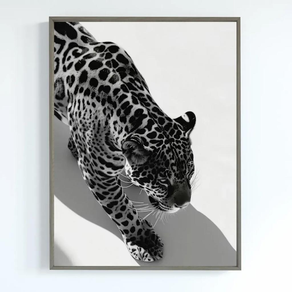 Trendy Leopard Roar Print Black and White Wall Art Pictures for Living Room Home Decor Unframed