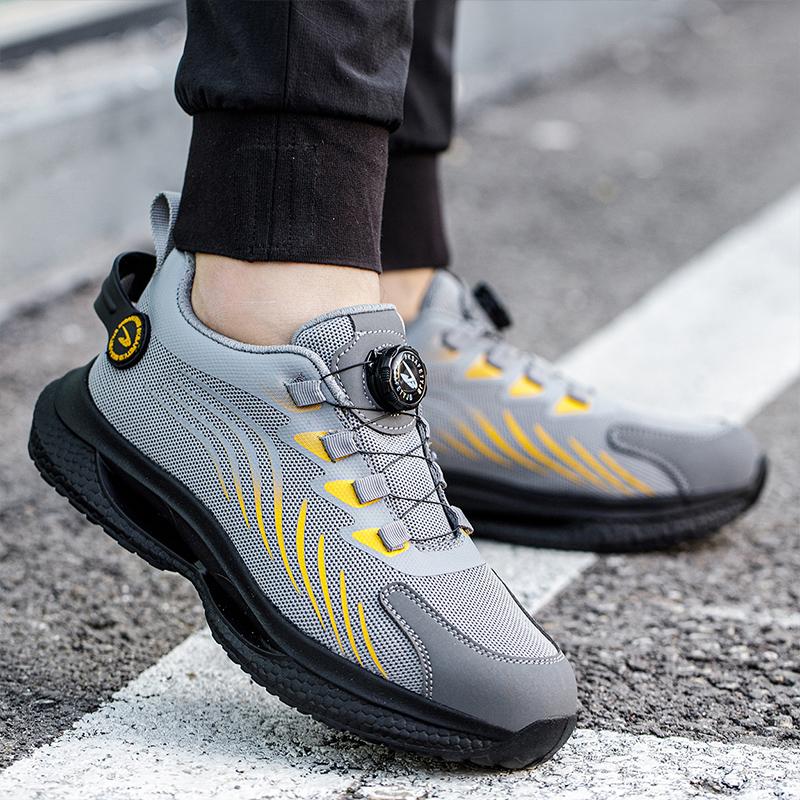Fashion Rotating Button Safety Shoes For Men Anti-slip Steel Toe Sneaker Puncture Proof Non-slip Security Shoes Man Sport Work Shoes