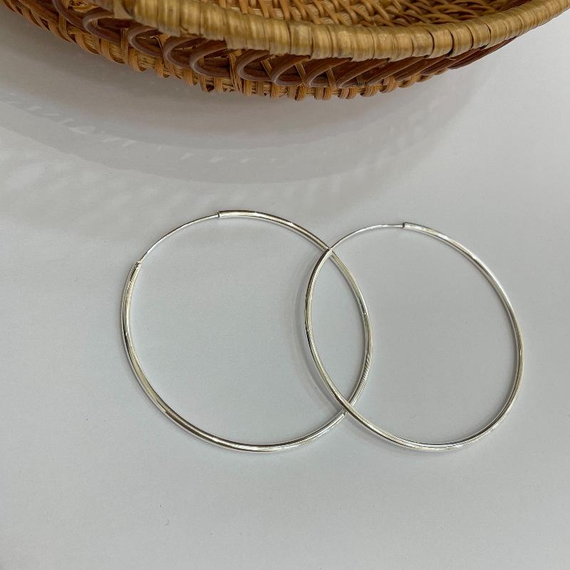 S925 Sterling Silver Thick Large Hoop Earrings for Women, Elegant Design, New Arrival