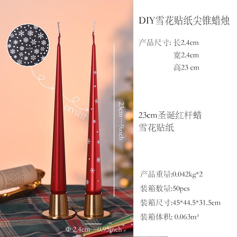 2PCS Christmas Taper Candles Soy Wax Green Red Snowflake Stickers Candles Home Decorative Candles for Table Décor Gifts