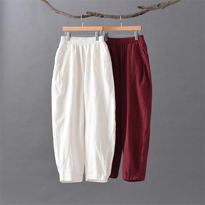 Pantaloni Bloomers da Donna Tasche Autunno Vita Elastica Patchwork Pantaloni Monocolore Pantaloni Vintage