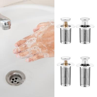 Universeller Badezimmerwaschbeckenstöpsel Rostfreier Messingkern Abflussfilter mit Haarsieb