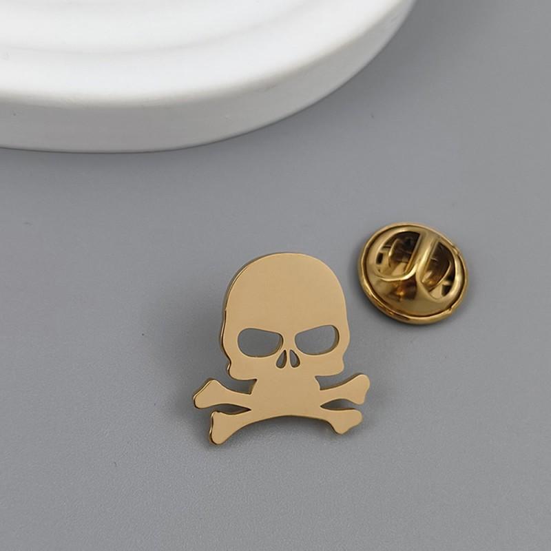 European American Skull Head Brooch Cufflinks Easter High-end Little Devil Accessory Jewelry 14k