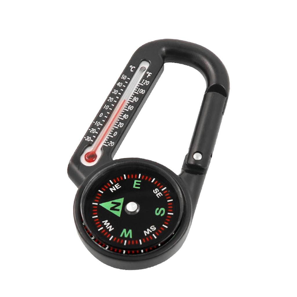 Mini Compass Carabiner Clip 3 In 1 Guiding Thermometer Keyring Keychains for Hiking Camping Climbing Hunting Travelling