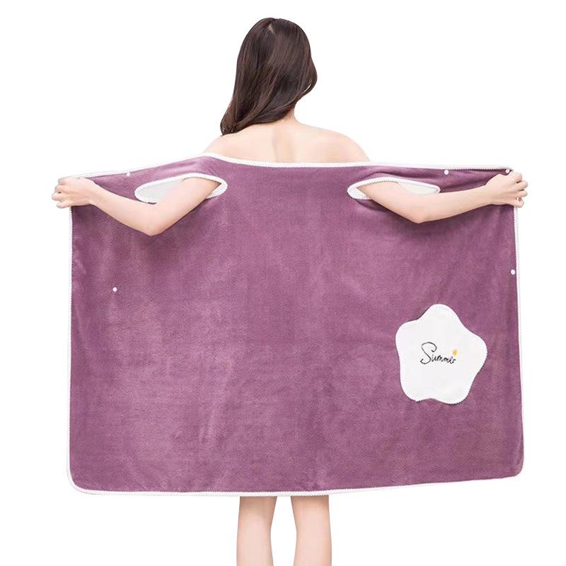 Women's Coral Fleece Wearable Bath Towel - Absorbent, Thick, No-Shed Bath Skirt Robe