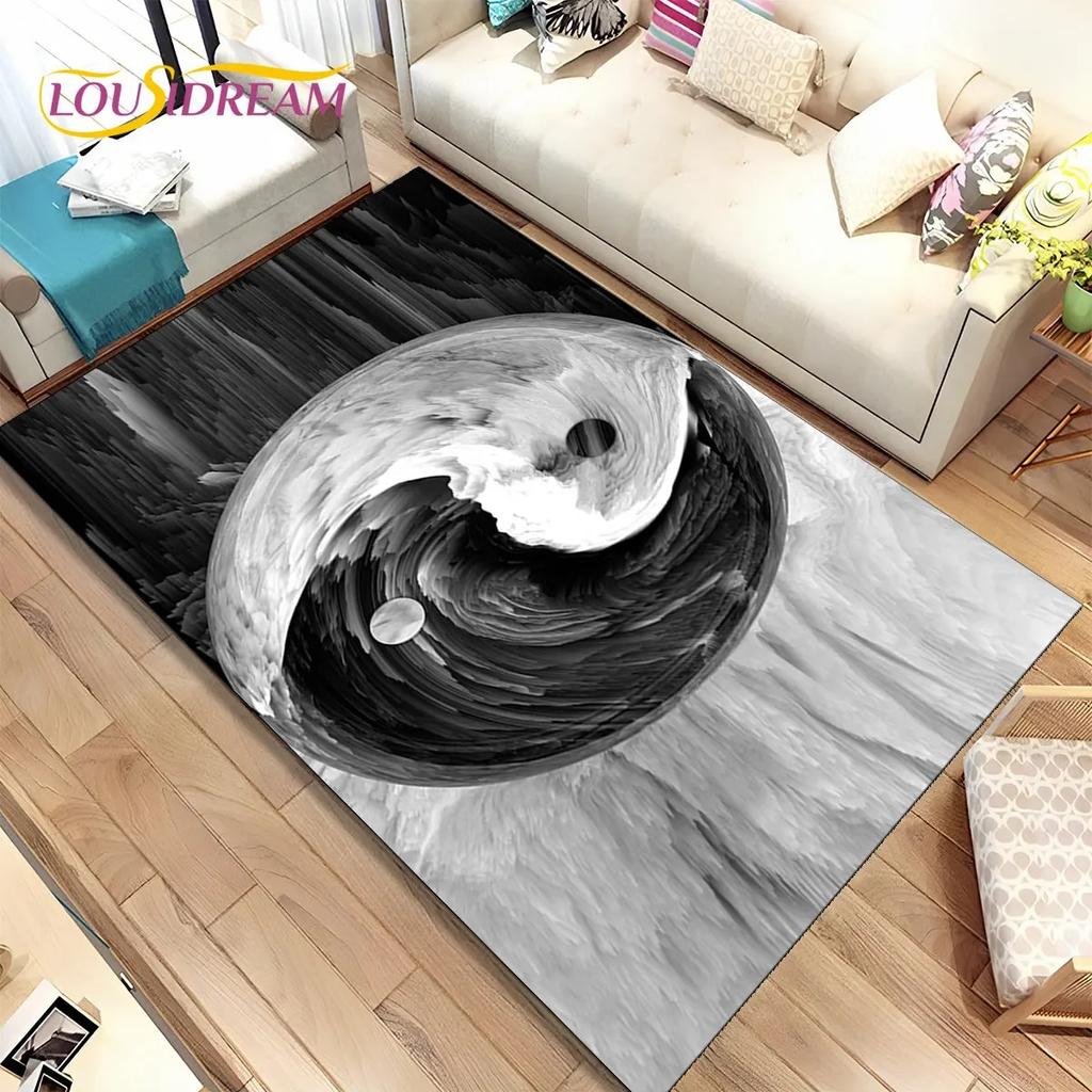 Chinese Tai Chi Bagua Yin Yang Area Rug,Carpet Rug for Home Living Room Children Bedroom Sofa Doormat Decor,Non-slip Floor Mat
