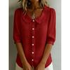 PEYWOW Women's Fashion 1/2 Sleeves POLO Neck Casual Blouses & Shirts