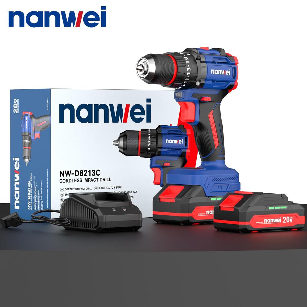 NANWEI 50 Nm 20V Electric Screwdriver with Impact Function, Brushless Motor