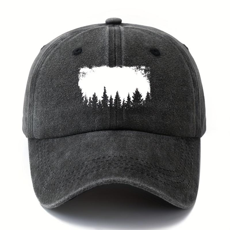 Printed White Forest Baseball Cap, Fashionable and Versatile, Outdoor Sun Protection, Duckbill Cap, Vacation, Travel, Camping