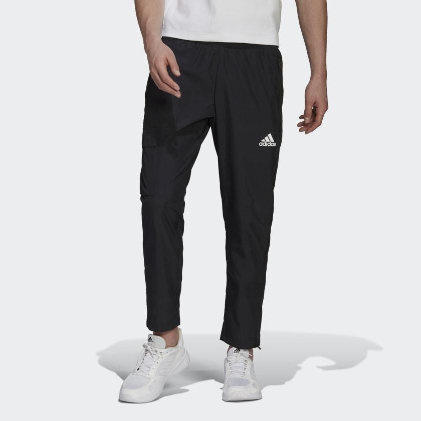 Adidas FW22 Solid Color Logo Print Mid-Rise Casual Sports Pants Men Bottoms Black HE4309