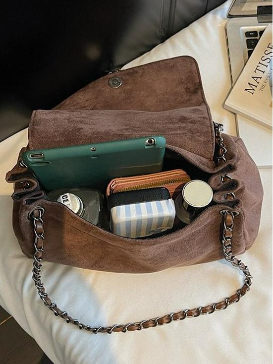 2025 Autumn/Winter Retro Matte Women's Versatile Single Shoulder Bag with Chain