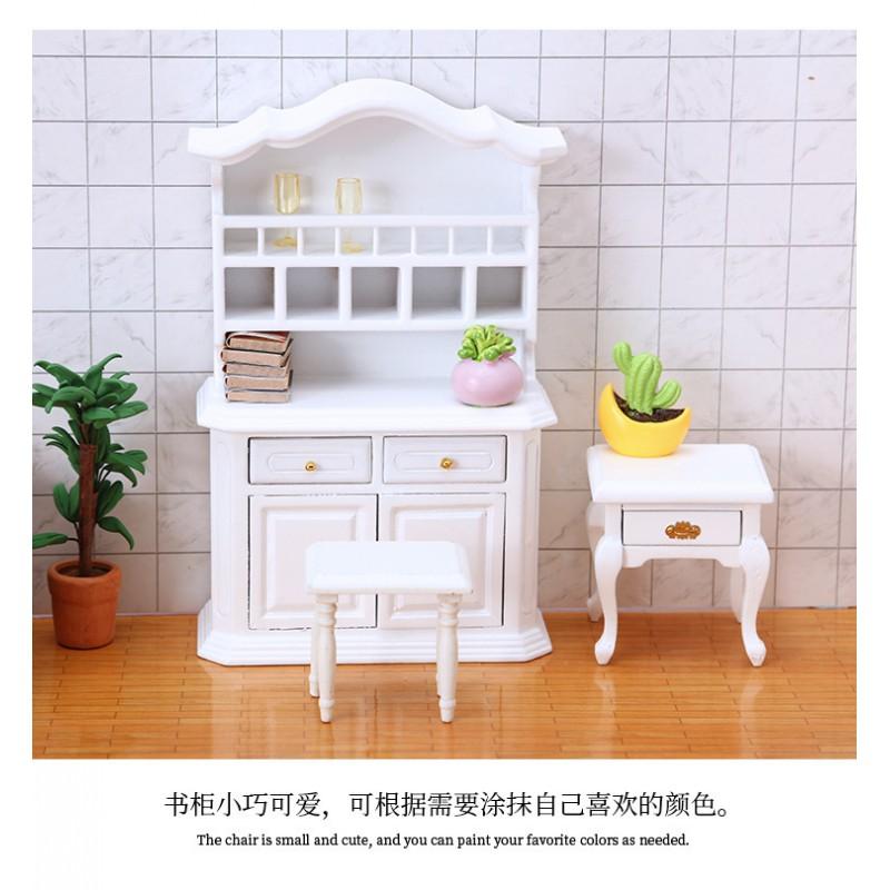 1:12 Scale Miniature Dollhouse Wooden Bookcase Display Cabinet Craft Collection Decor