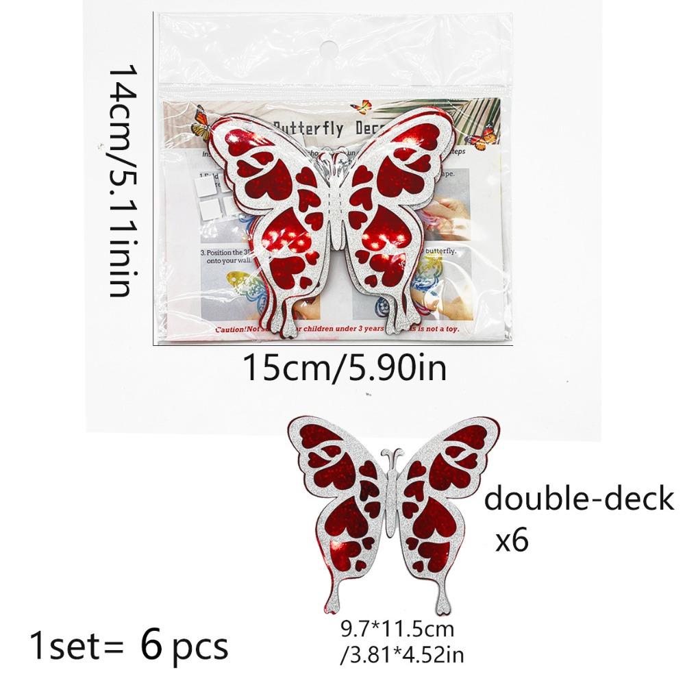 

6pcs/set PVC 3D Butterfly Stickers Double Layer Butterfly Stickers for Valentine s Day Decor Style 3