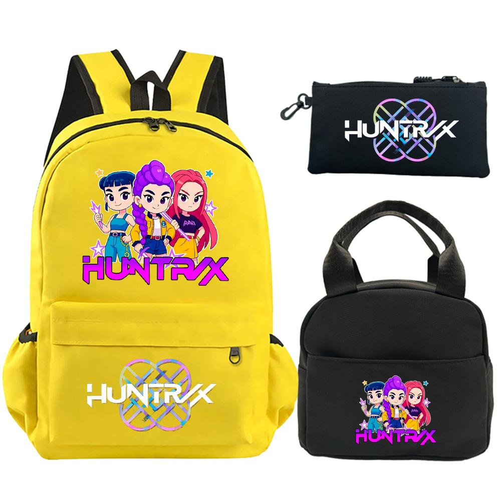 3Pcs/set Anime Demon Hunters Printed Backpack with Shoulder Bag Pencil Case for Student Boy Girl Schoolbag Large Capacity Waterproof Bookbag