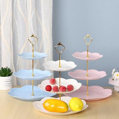 Üç Katlı Avrupa İkindi Çayı Pasta Standı - Yaratıcı Çok Katmanlı Plastik Tatlı Servis Tepsisi & Meyve Tabağı