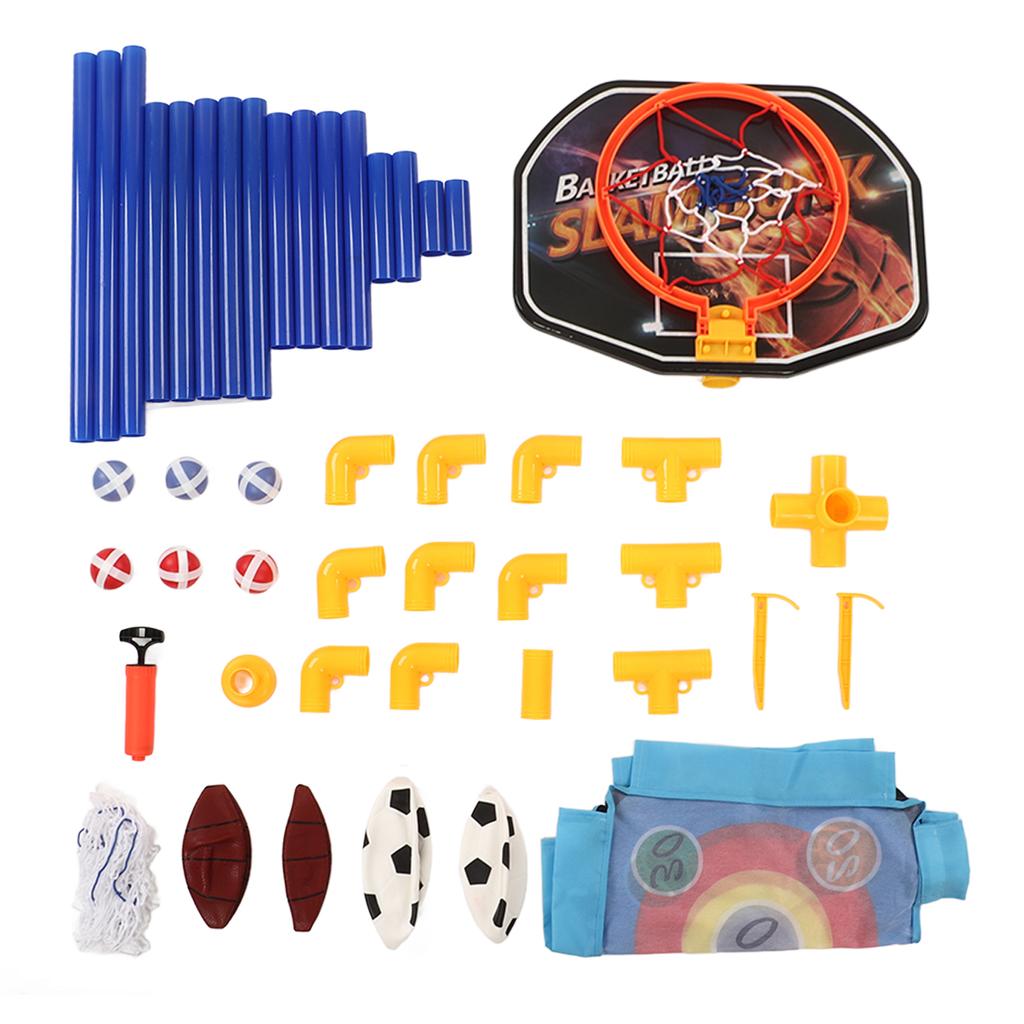 3 in 1 Sports Toy for Kids Portable Mini Soccer Goal Set with Basketball Board Viscous Ball Target