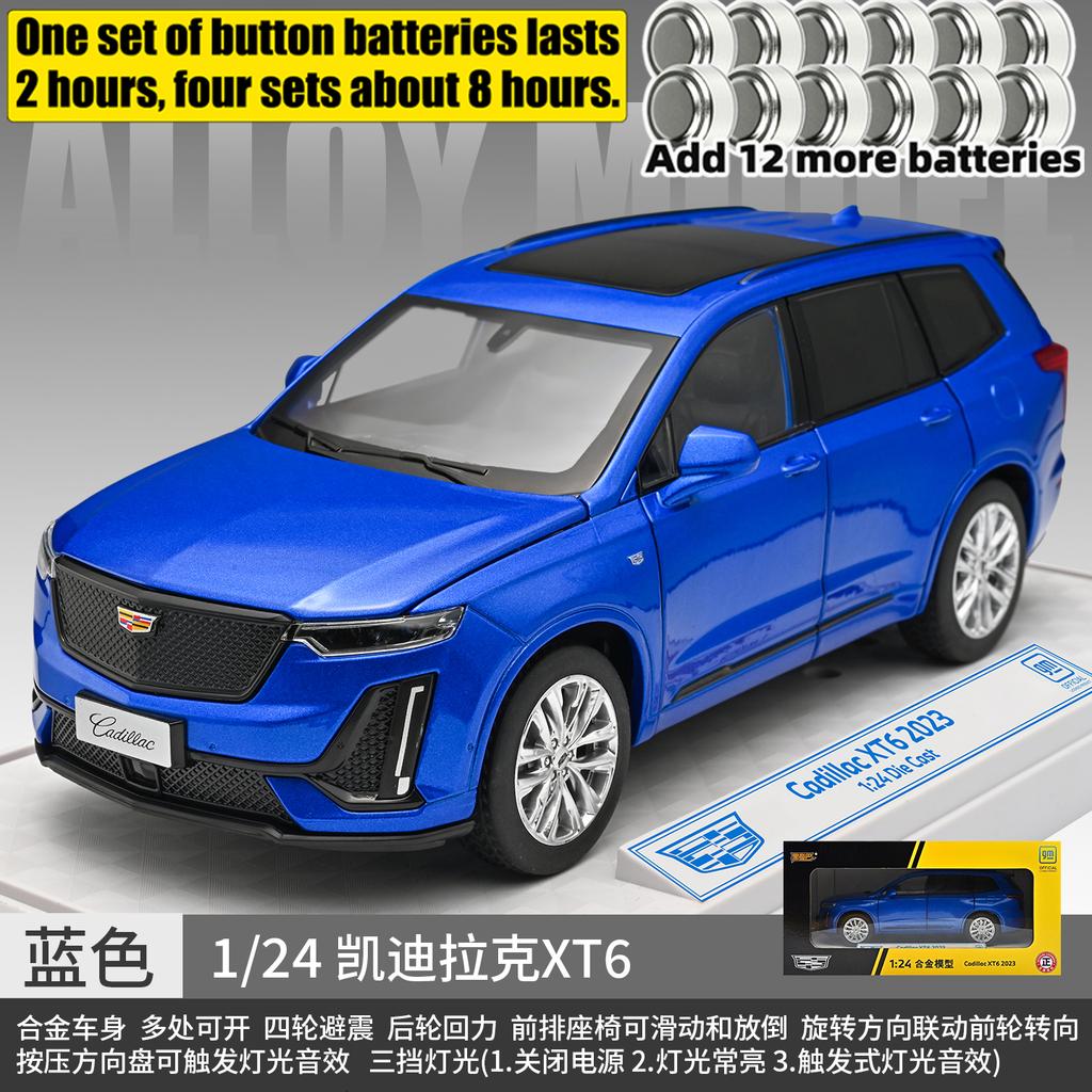 1:24 Cadillac XT6 2023 Off Road SUV Alloy Car Model Diecast Metal Car Vehicles Model Simulation Sound & Light Collection Present