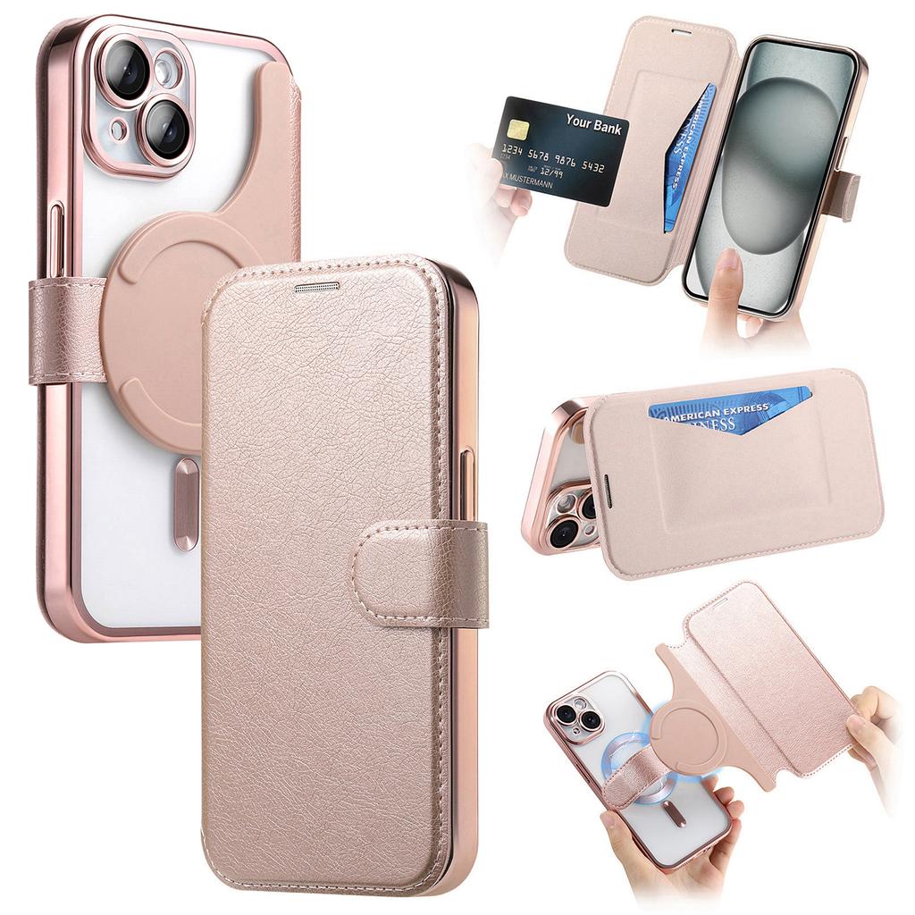 For iPhone 13 Case Compatible with MagSafe Detachable Leather Phone Cover with Lens Film