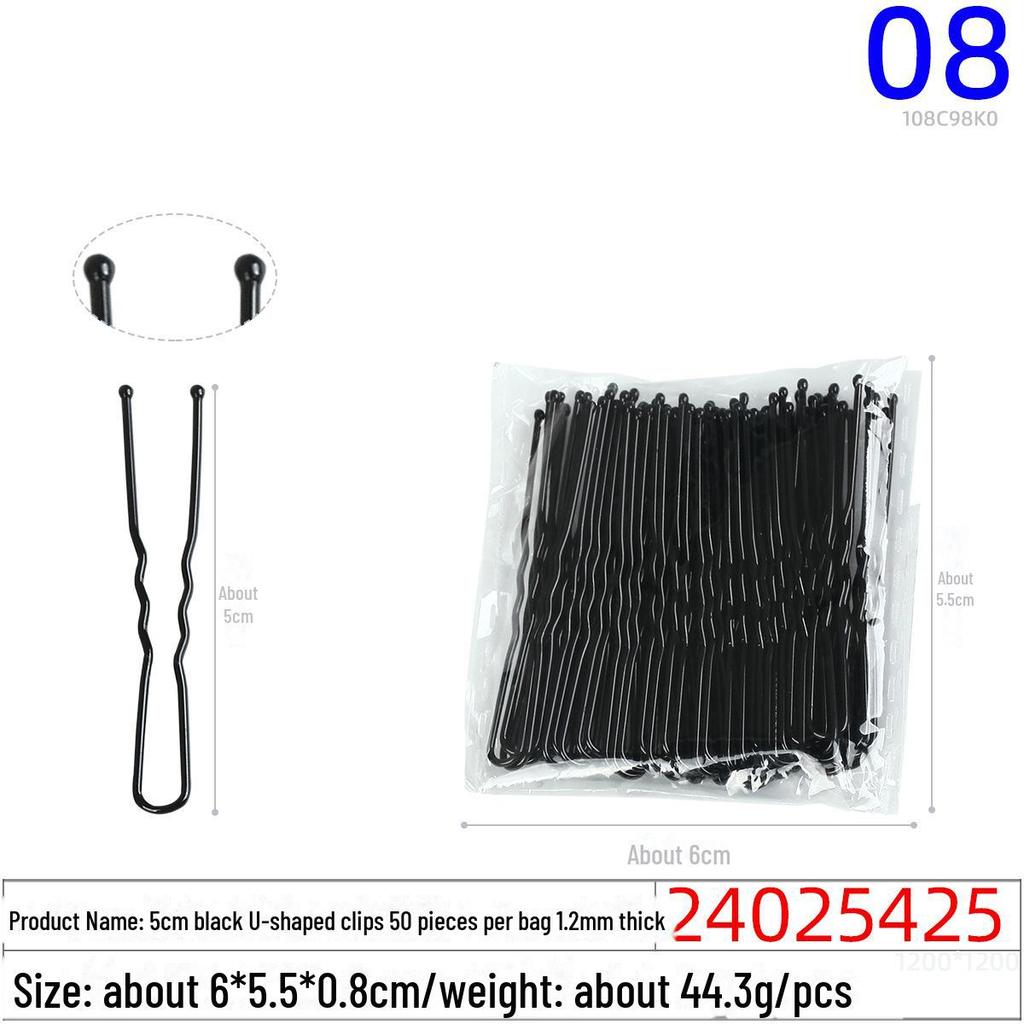 Multicolor Black Wave Hair Clips: One-Line, U-Shaped, Gold & Silver, Steel, Ball Head, Hairpin Set