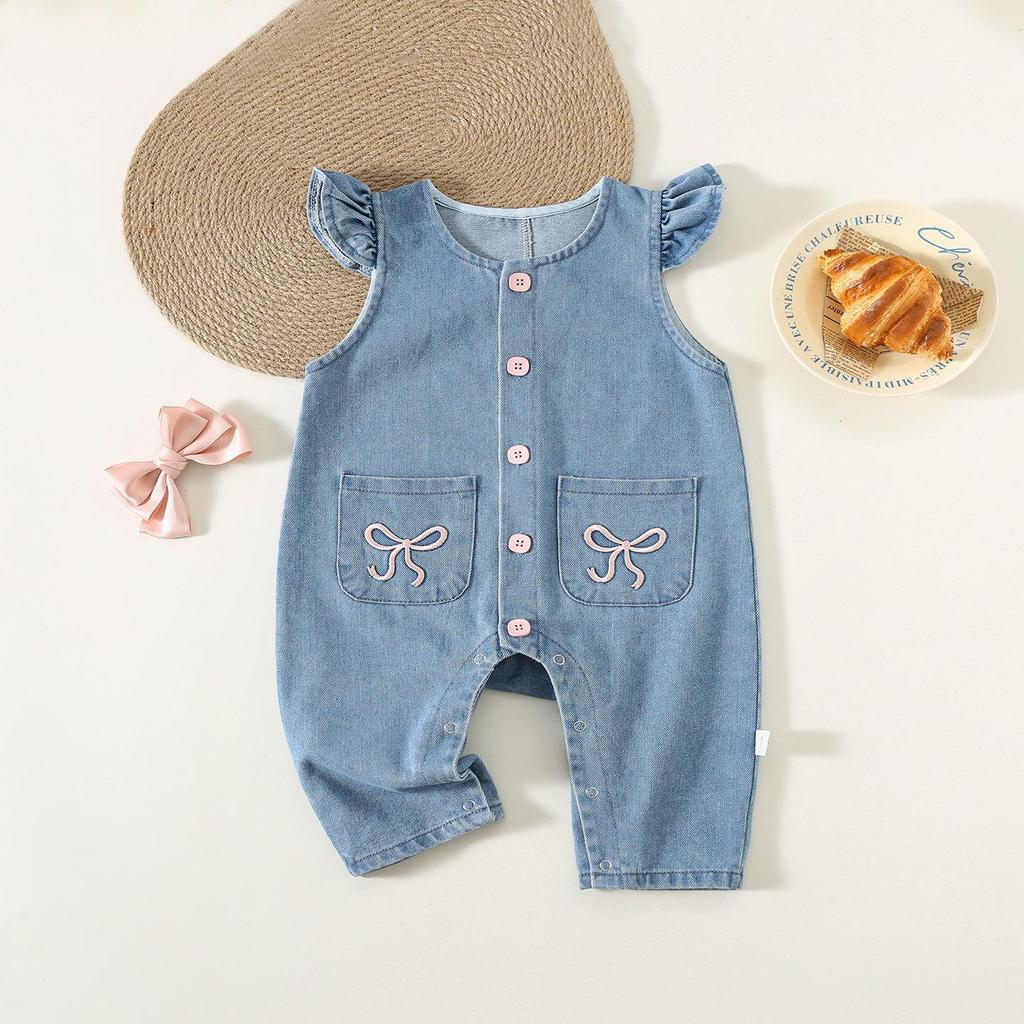 Baby Girl Denim Overalls: Cute and Fashionable Spring & Autumn Romper Set for Infants