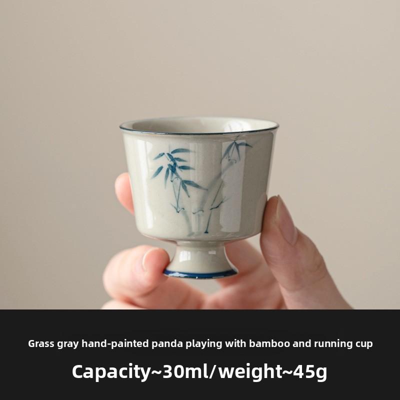 

Hand-painted Panda Playing Bamboo Tea Tasting Cup Creative Cute Owner s Cup Household Ceramic Tea Drinking Cup Kong Fu Teaware 200mL
