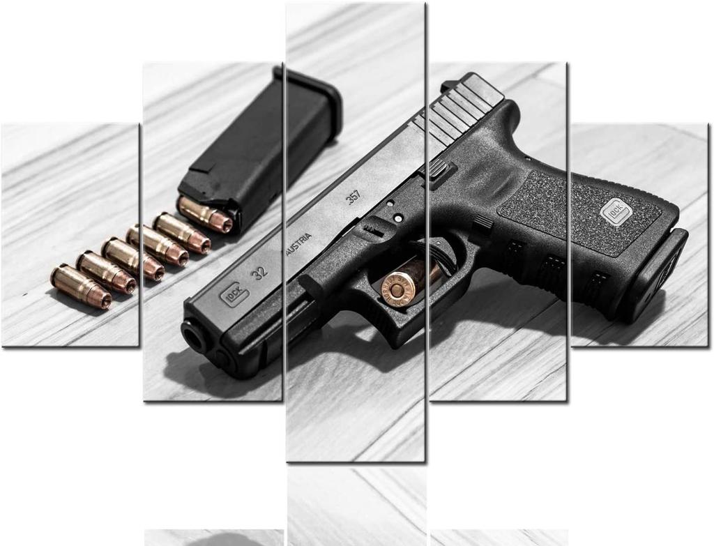 5 Pezzi Rustico Danneggiato Weap Gun Casa Dipinti Pistola 5 Pezzi Tela Muro Stampa HD 5 Pannelli Immagini Dipinti Astratti Moderni Arte