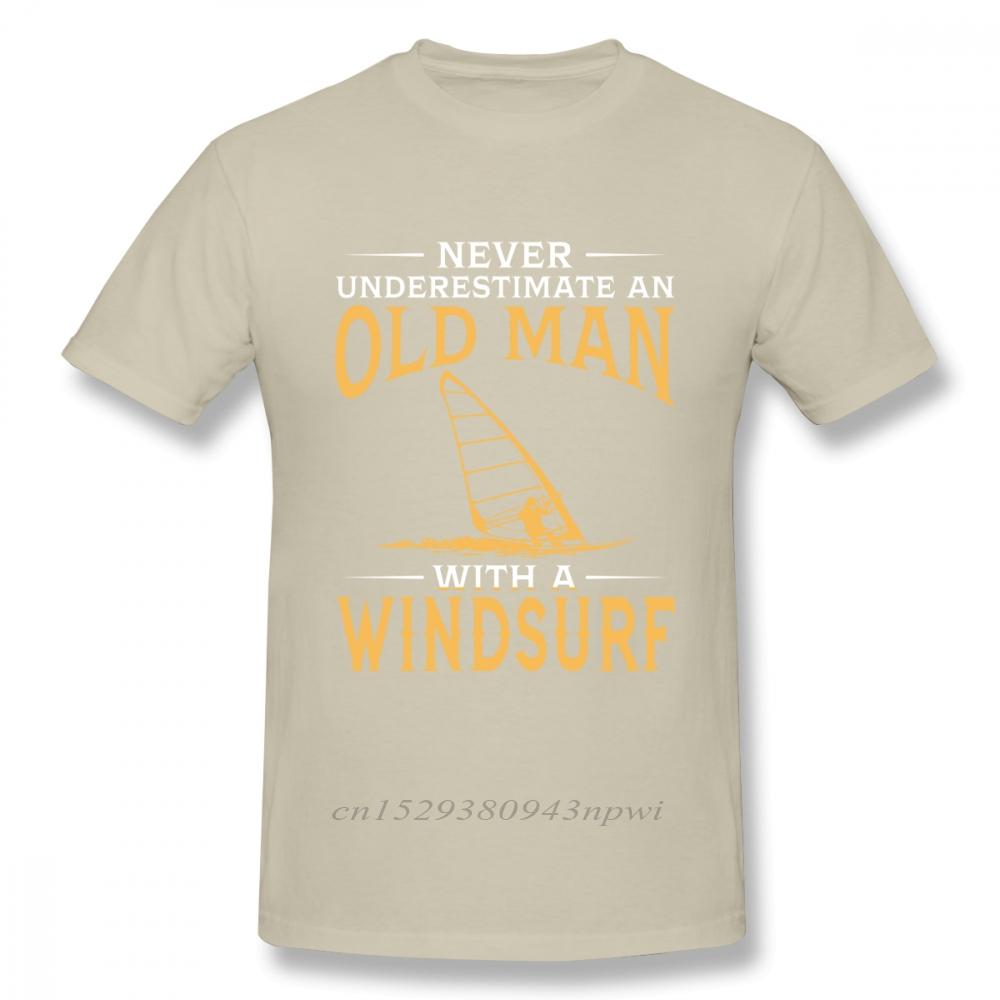 Never Underestimate An Old Man With A Windsurf T Shirt Boy Vintage TShirt Fashion New Arrival Casual