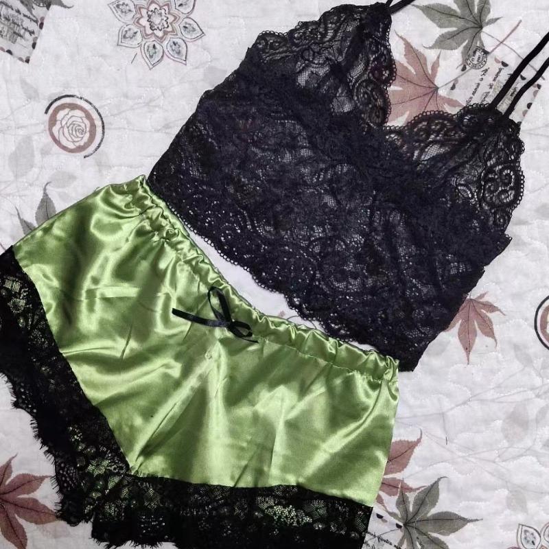 Pajama Sets Sexy Pajamas for Women 2 Pieces Top Shorts Set Sleepwear Clothes Lace Pajamas Underwear Lingerie