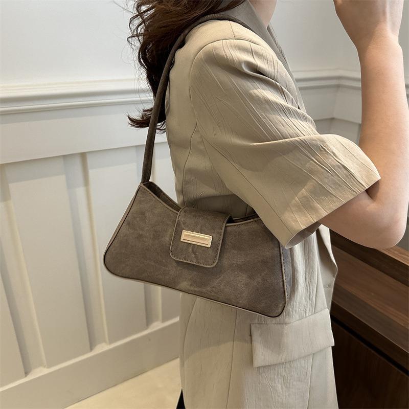 Strukturierte Nischentasche neue Damentasche einfarbig beliebte Crossbody-Schulter-Unterarm-Baguette-Tasche