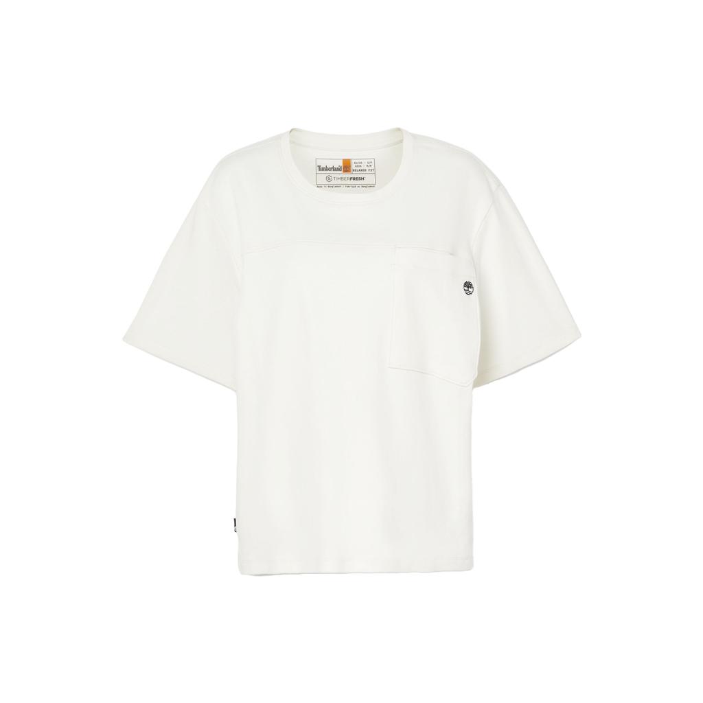 Timberland Logo Print Loose Fit Crew Neck Short Sleeve T-Shirt Women Tops Vintage-White A6HQS-CM9