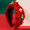 Elegant Christmas Headband Set with Christmas Tree and Pearl Imitation Retro Style Wide Knot Headband for Women
