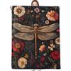Dragonfly Throw Blanket Ultra Soft Cozy Lightweight Fuzzy Plush Flannel Fleece Blanket for Chair, Bed, Couch, Office & Travel