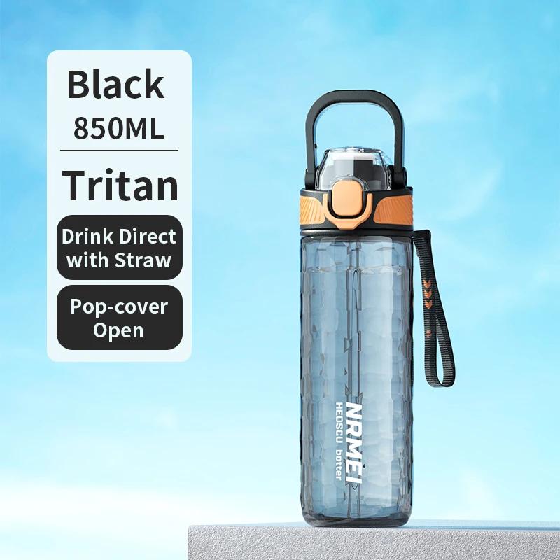 Summer Sport Water Bottles with Straw, Tritan Cup, One Click Open Water Bottle with Handle, Outdoor Portable Drinking Bottles
