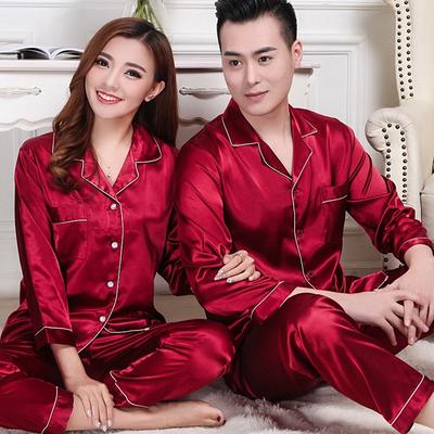 Domple Mens V Neck Sleepwear Ice Silk Nightwear Long Sleeve Pajama Sets