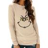 Women's Shirts Christmas Print Long Sleeve Round Neck Basic Loose Pullover Tee Top