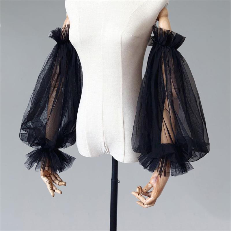 

Элегантные свадебные перчатки для невесты, мягкие фатиновые оборки по краю, белые длинные, для подружек невесты, для женщин, для выступлений, выпускного вечера чёрный